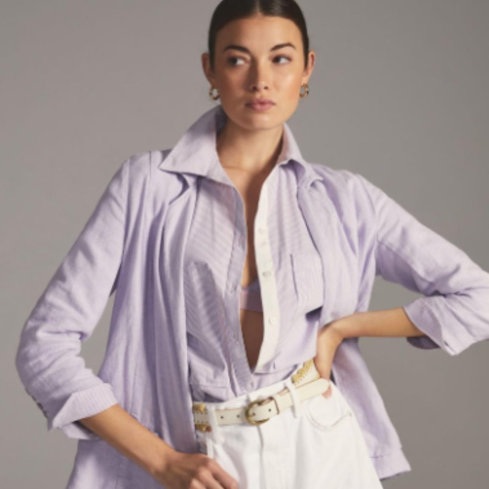 Anthropologie Vintage Washed Blazer - Lavender Linen NWT